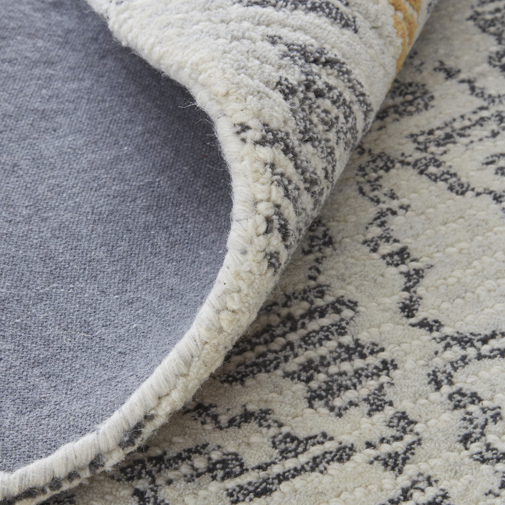 5' X 8' Gray and Ivory Wool Geometric Hand Tufted Area Rug